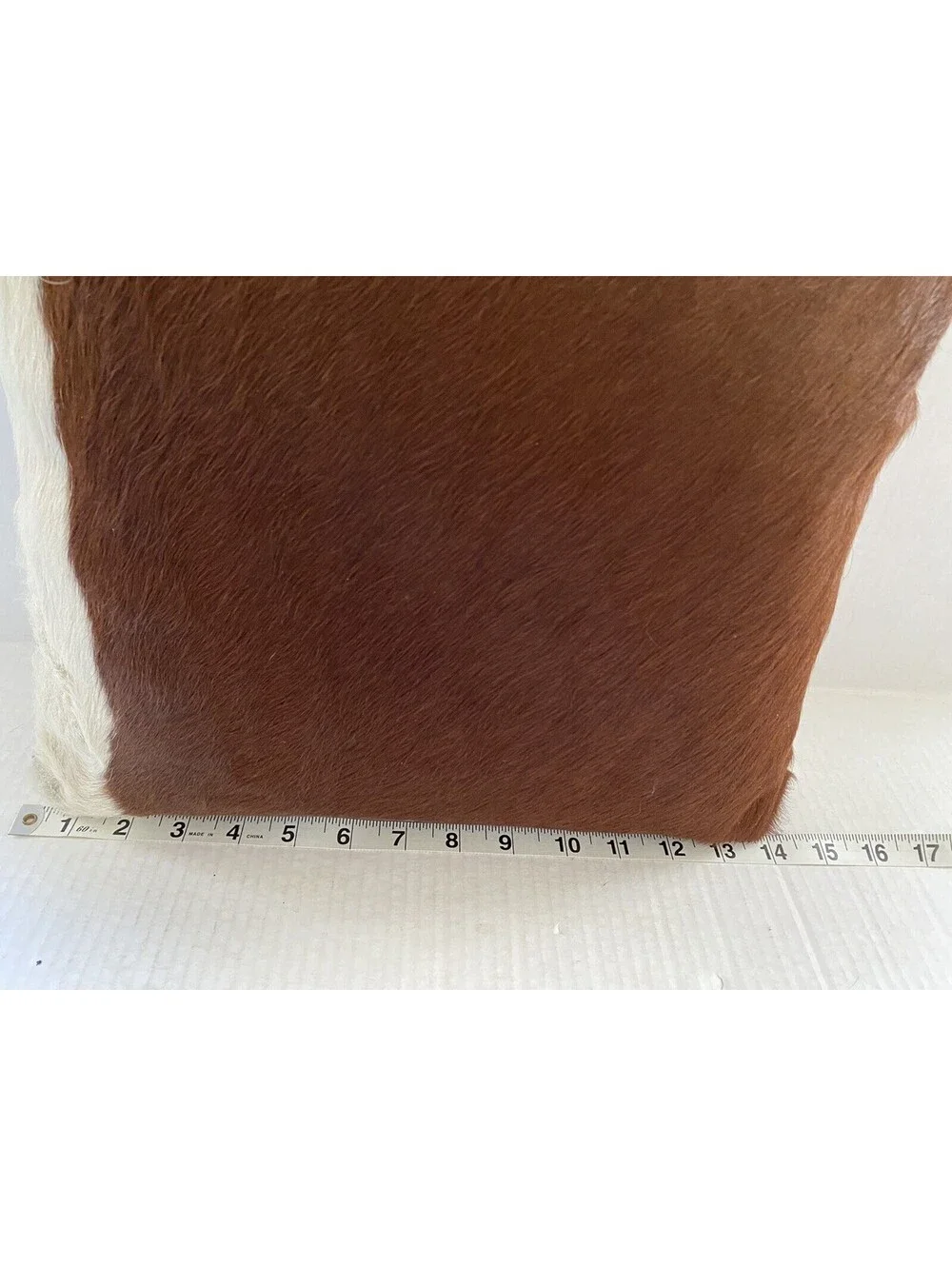Pair of Natural Cowhide Throw Pillows Genuine Hair on Hide Brown White 16”